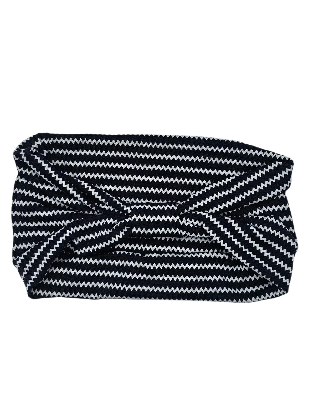 Dark Navy Blue & White Zigzag Wide Headband
